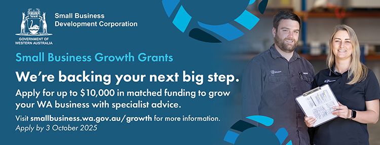 Image of an email banner graphic to promote the Small Business Growth Grants.