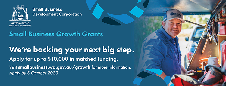 Image of an email banner graphic to promote the Small Business Growth Grants.