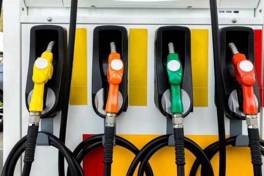 A photo four pumps at a petrol station.