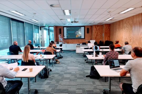 Small business owners attending an SBDC small business workshop.