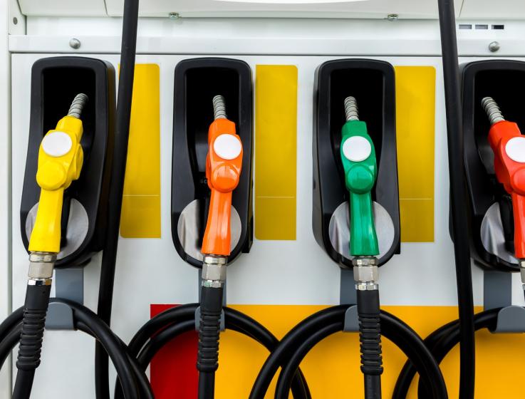 A photo four pumps at a petrol station.