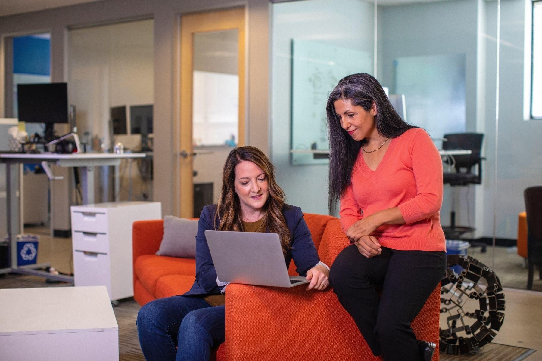Two ladies sitting at a computer