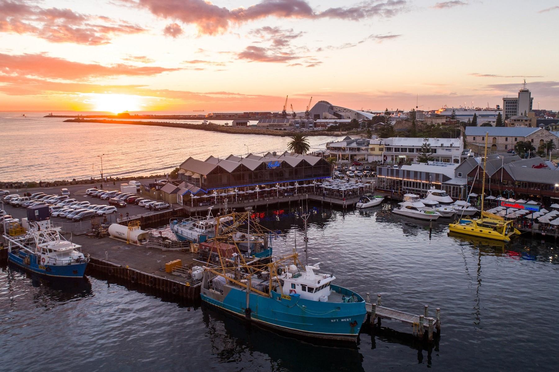 Aerial photo of Fremantle Fishing Boat Harbour.