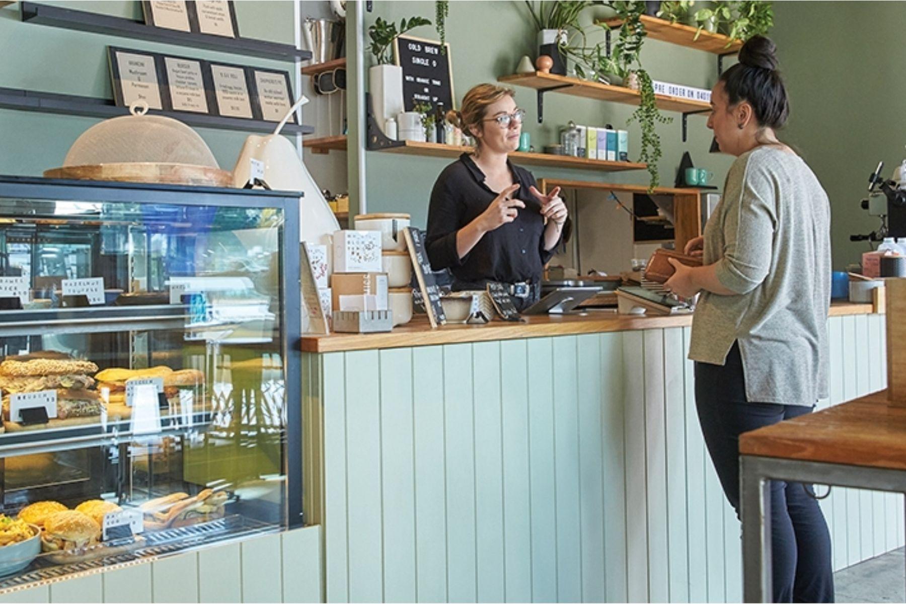 Retail shop with a customer