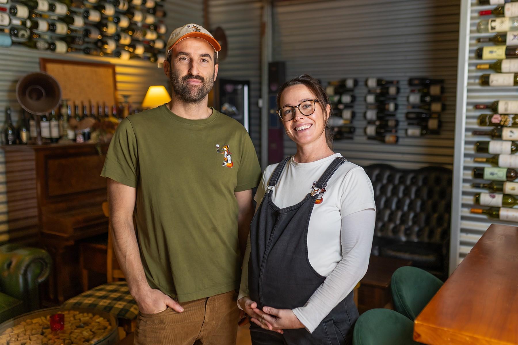 Keven Osborne and Rachel Jones standing in their family business, The Naked Fox.
