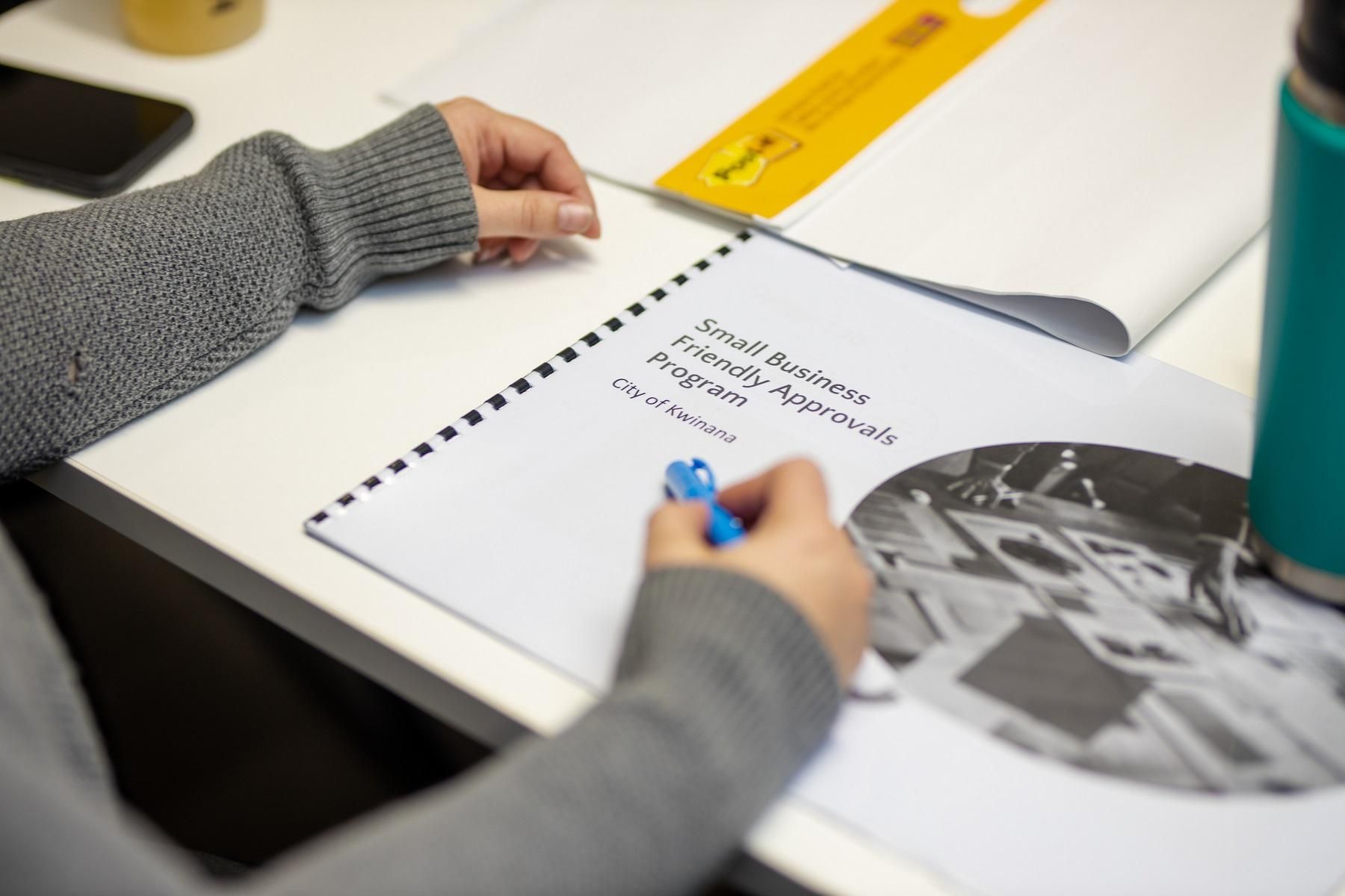 Photo of the Small Business Friendly Approvals Program documentation.