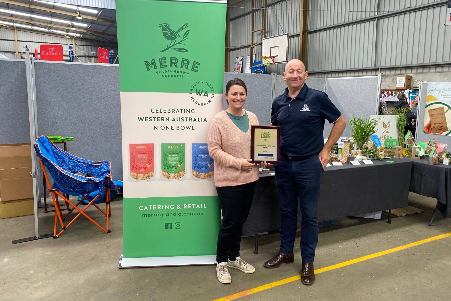 Image of Estelle from Merre Granola with Peter Frey from the SBDC.